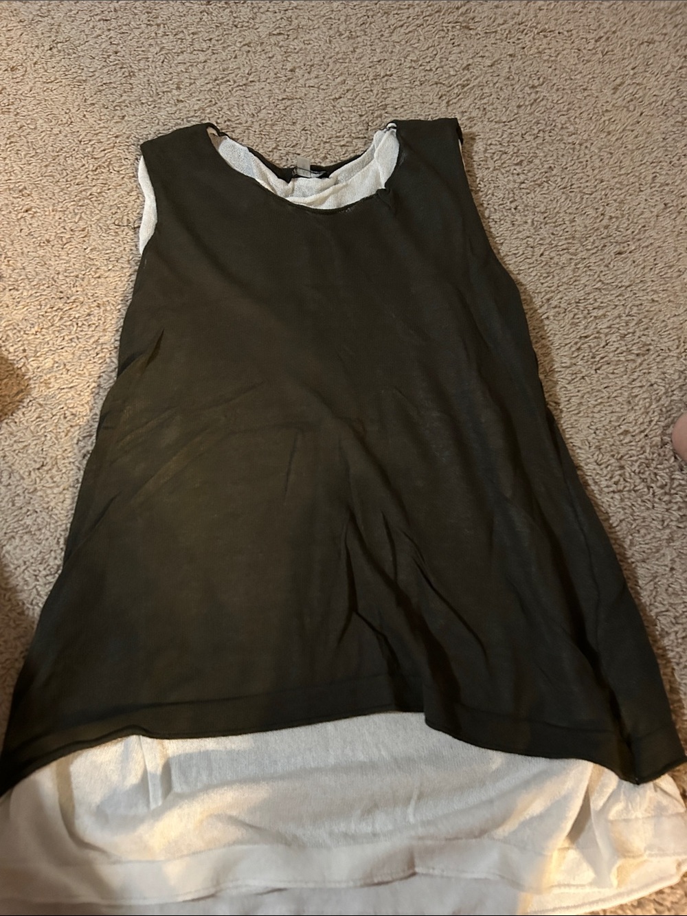 Layered Black and White Sleeveless Tunic Tank